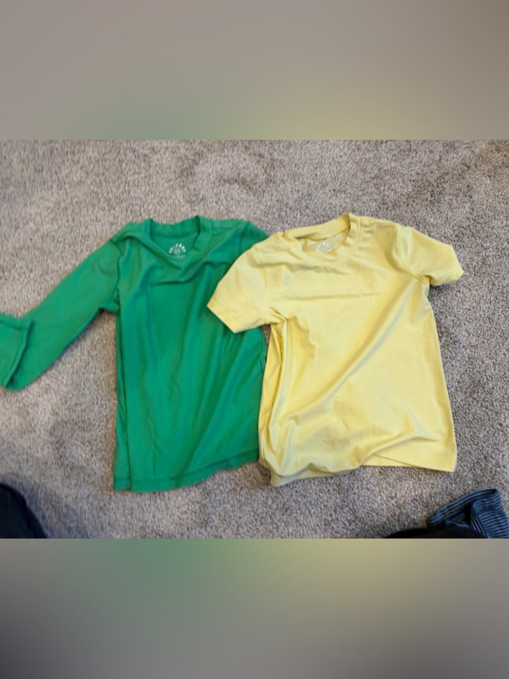 Primary Kids Long Sleeve Green Tee with Short Sleeve Yellow Tee